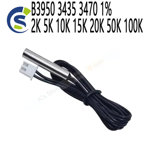 Sensore di temperatura termistore epossidico di precisione a filo impermeabile NTC da 2 m B3950 3435 3470 1% 2K 5K 10K 15K 20K 50K 100K