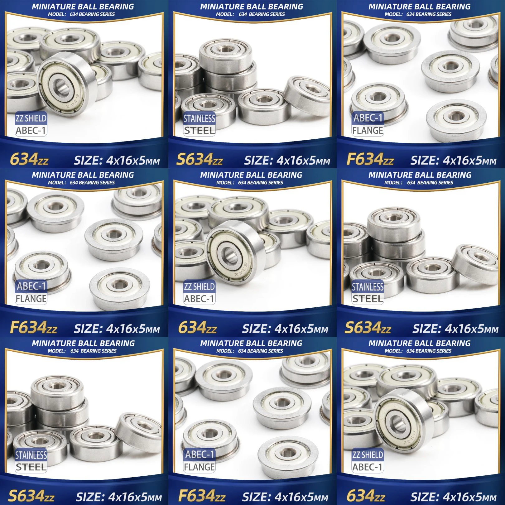 

FUSHI 634ZZ 634 2RS подшипник 4x16x5 мм 10 шт. 634 ZZ 634 RS фланцевый подшипник для прочных промышленных двигателей высокая скорость