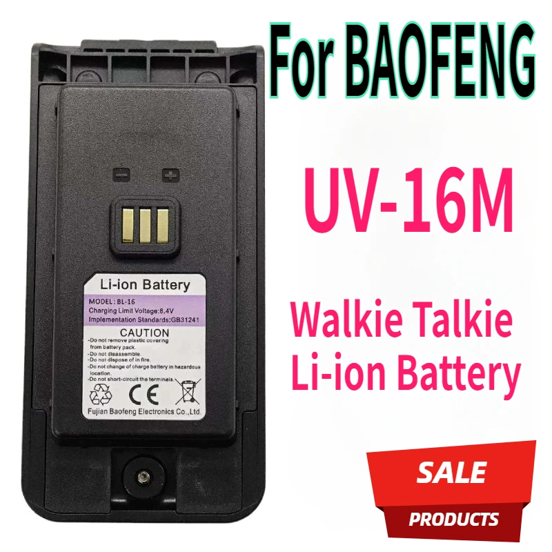 

For BAOFENG UV-16M Walkie Talkie Li-ion Battery High Capacity Support Type-C Charging UV-16M V2 Two Way Radio Extra Battery