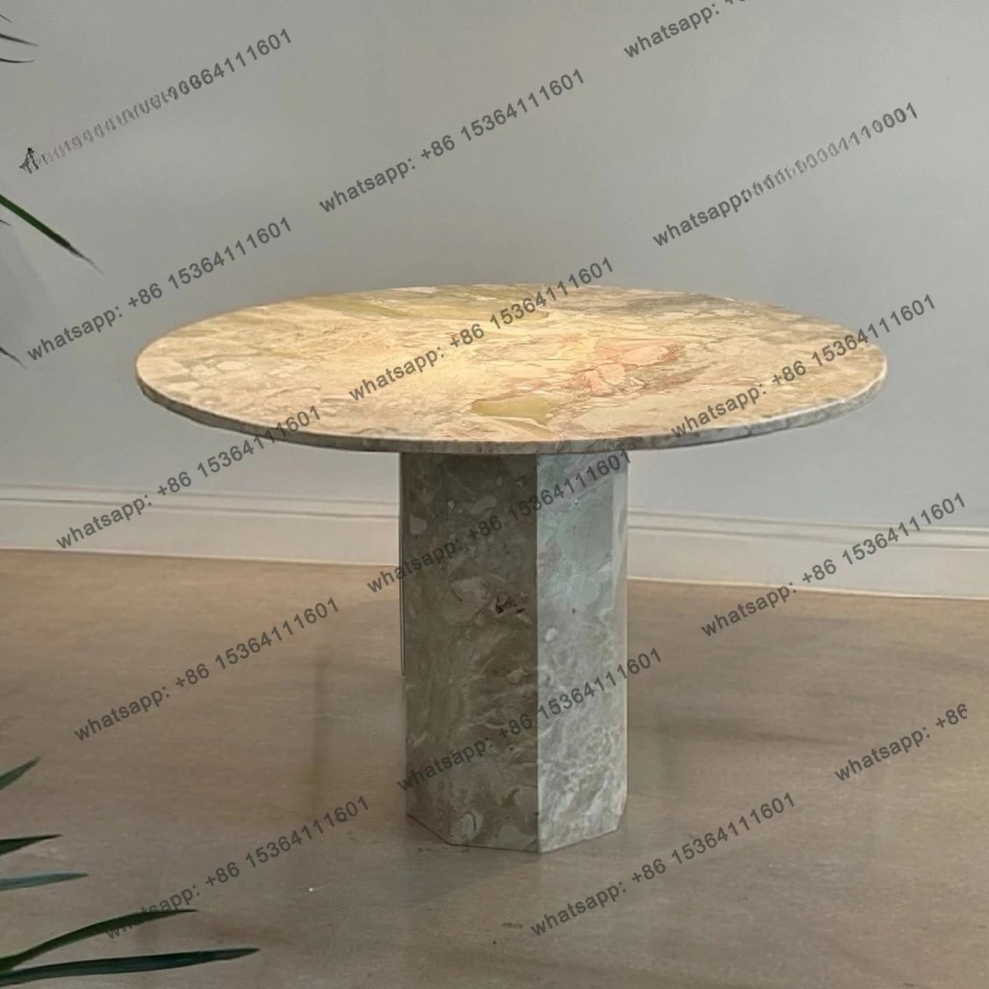 Italian light luxury natural marble dining table simple modern round table home villa high-end dining table