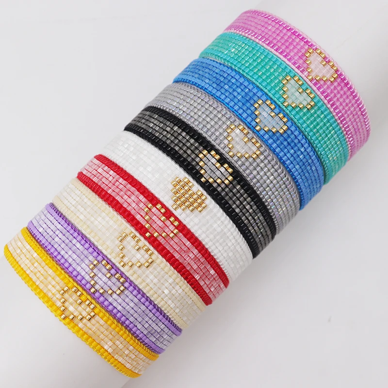 ZHONGVI New Handmade Charm Heart Bracelets Miyuki Delicate Shiny Beaded jewelry for Women Boho Adjustable Bracelet Accessories