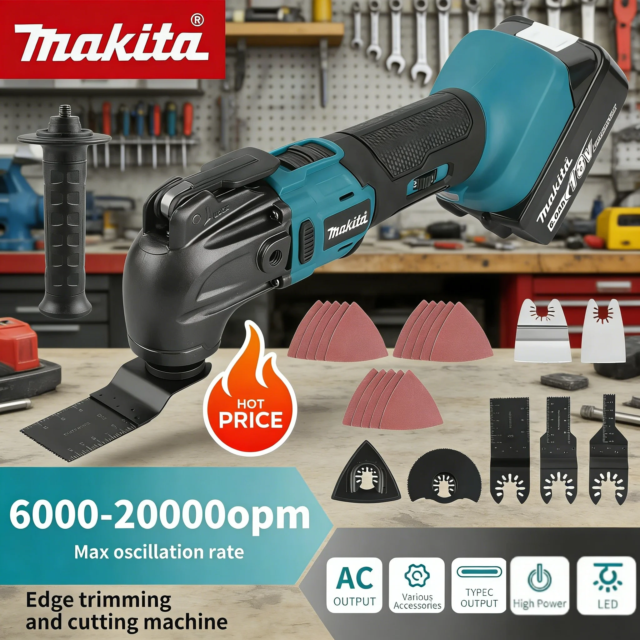 

Триммер Makita: 6-ступенчатая регулировка скорости, литий-ионный аккумулятор 18/20В, длина 340-326 мм, многофункциональный для пиловки, резки, зачистки.