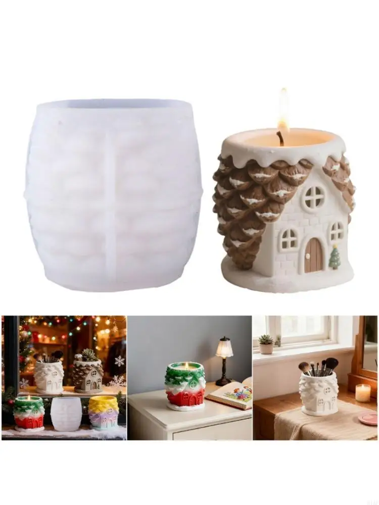 

91AF креативная силиконовая форма для дома из сосновой шишки для держателя ювелирных изделий из смолы DIY бетонный кашпо для для