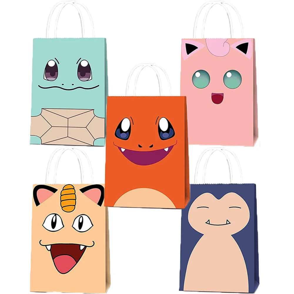 1/3/6Pcs New Cartoon Pokemon Gift Bags Paper Candy Goodie Bag Kids Baby Shower Boys Girls Pikachu Birthday Decoration Supplies