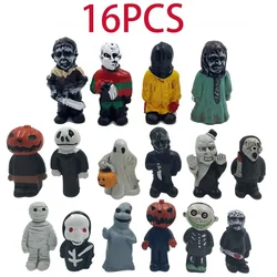 New 16Pcs Halloween Chainsaw Horror Movie Series Handheld Figure Jason Michael Freddy Halloween Dolls