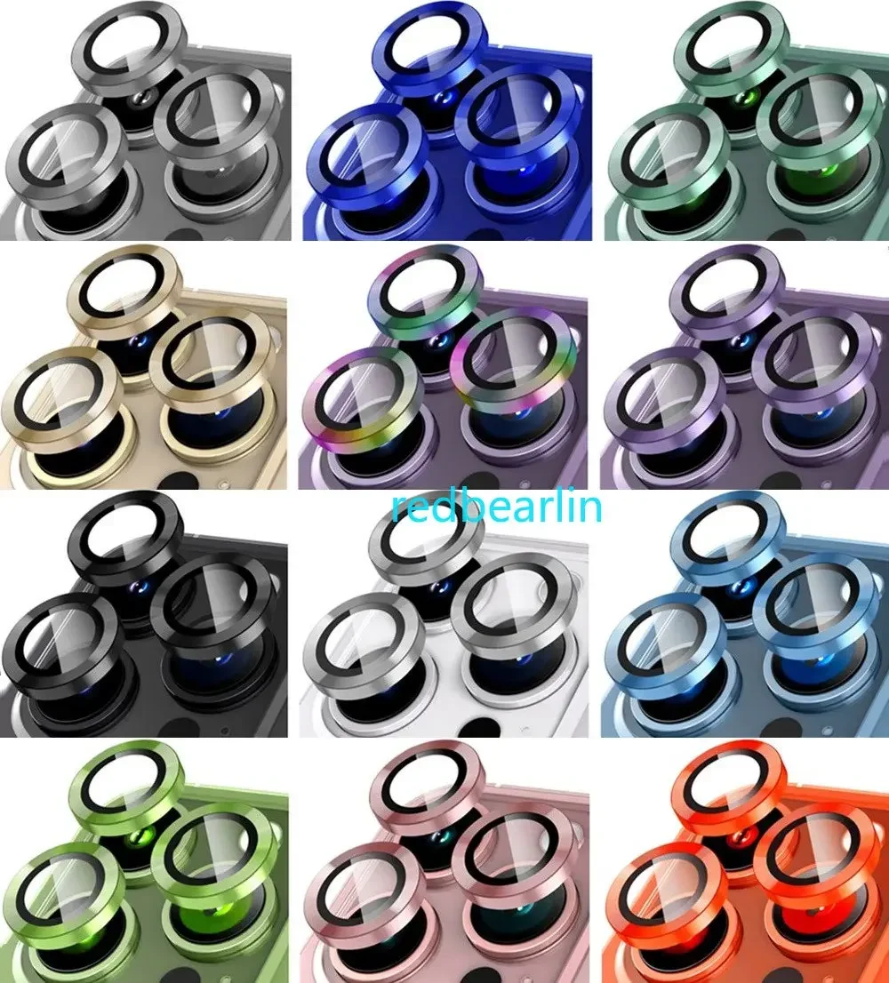 

100pcs Camera CD Metal Ring Glass Protector for iphone 11 12 13 15 plus 14 Pro max Tempered Lens Film Cover Screen Protection