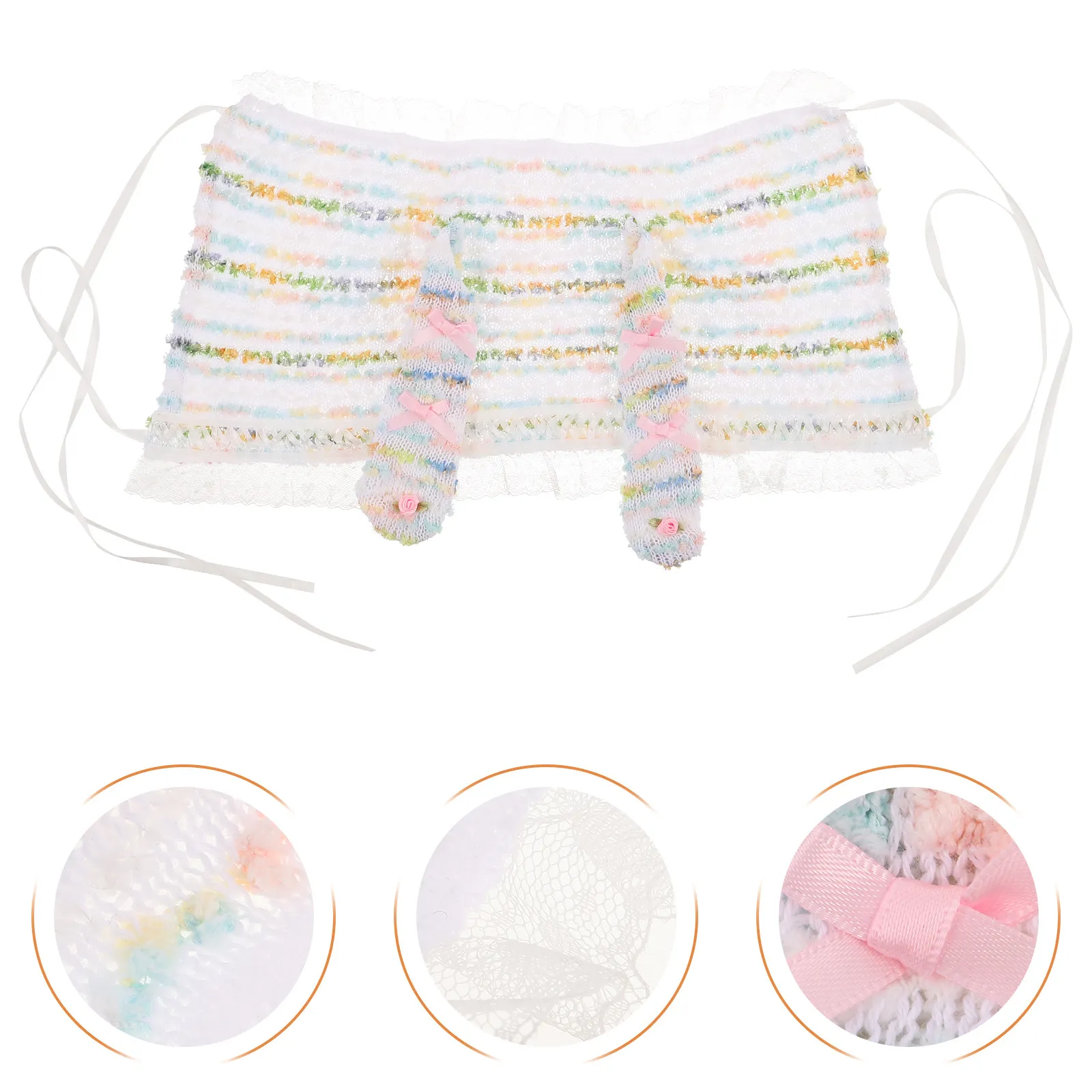 Bunny Ear Cap for Women Colorful Polka Dot Lace Trim Adjustable Tie Headpiece Photo Booth Birthday Party