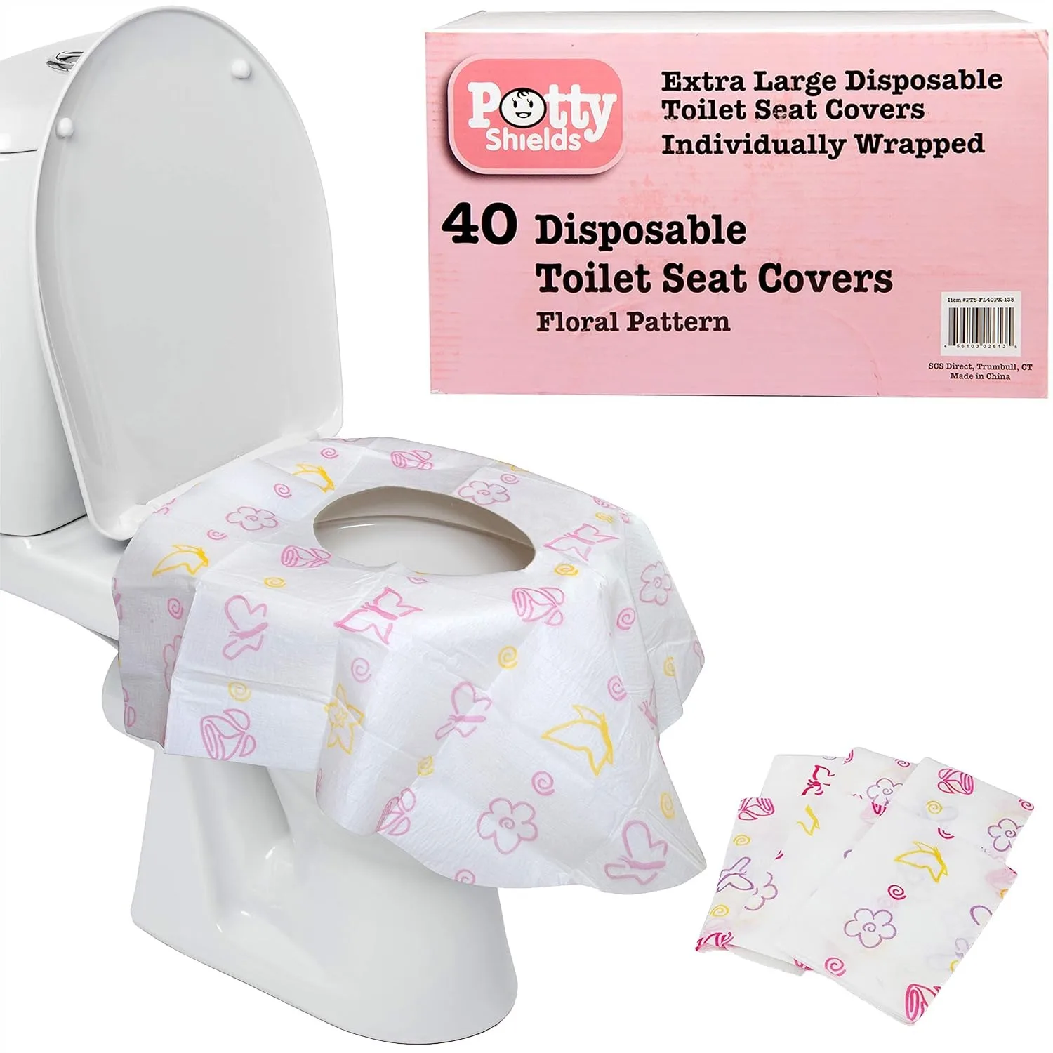 

Disposable Toilet Seat Covers 40 Pack XL Waterproof for Toddlers Kids Adults Travel Potty Training Public Restrooms Individually