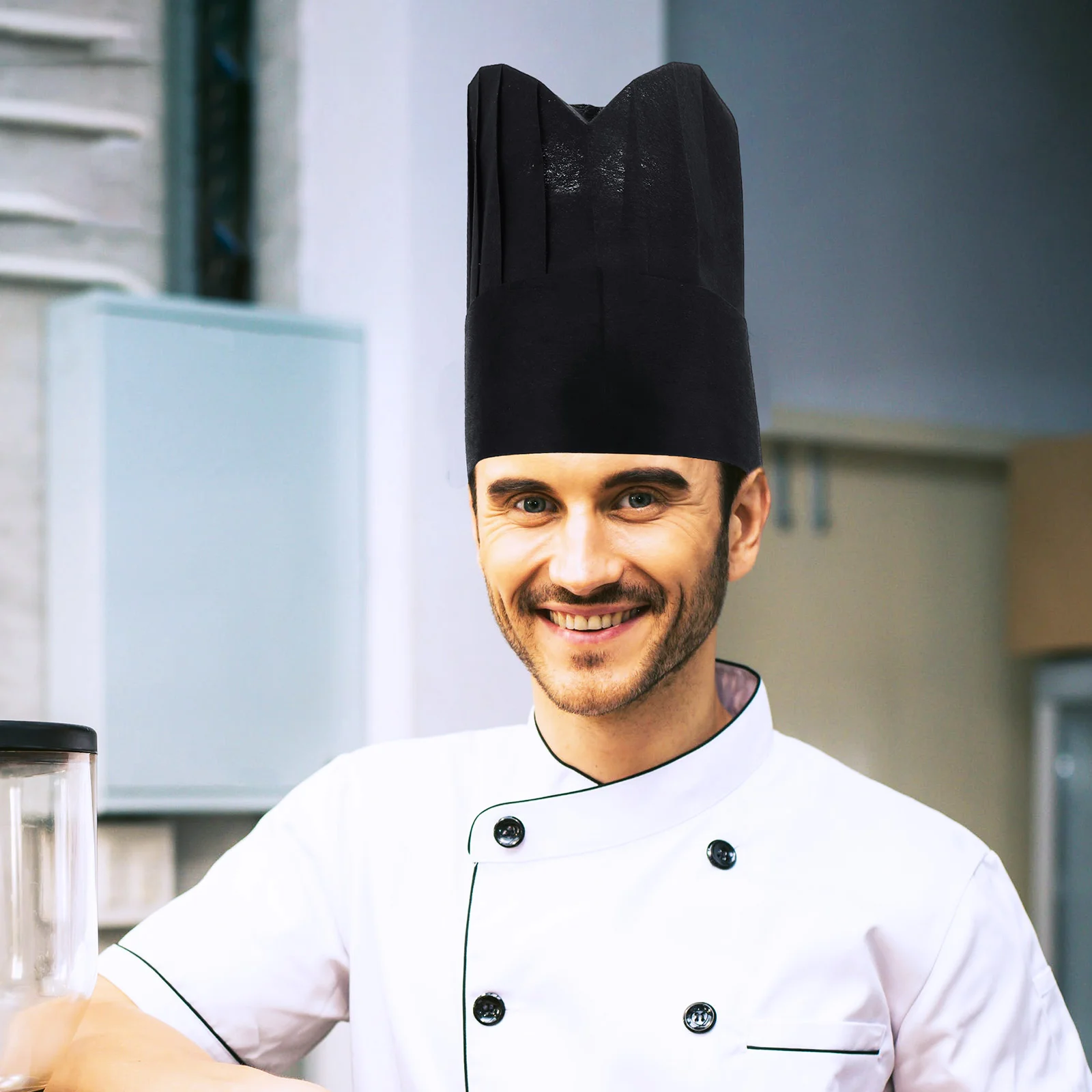 10 peças gorros para mulheres chapéu de chef preto-tempo arnês cozinha serviço de alimentos