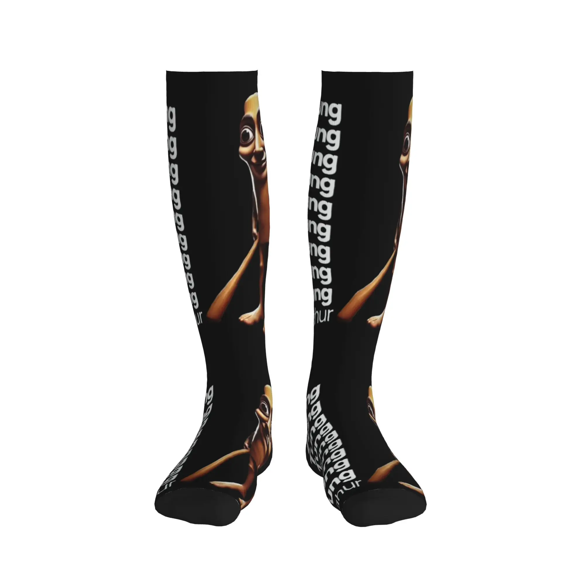Tung Tung Tung Sahur Funny Meme Italian Brainrot Mens Sports Compression Socks Unisex Funny 3D Printing  Dress Socks