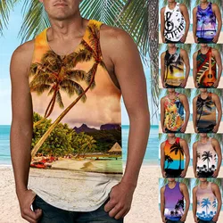 2024 New Hawaii Beach Men/Women Holiday Tank Tops 3D Printed Couple Casual Style Sleeveless Top Summer Outdoor Vest Gym Clothing