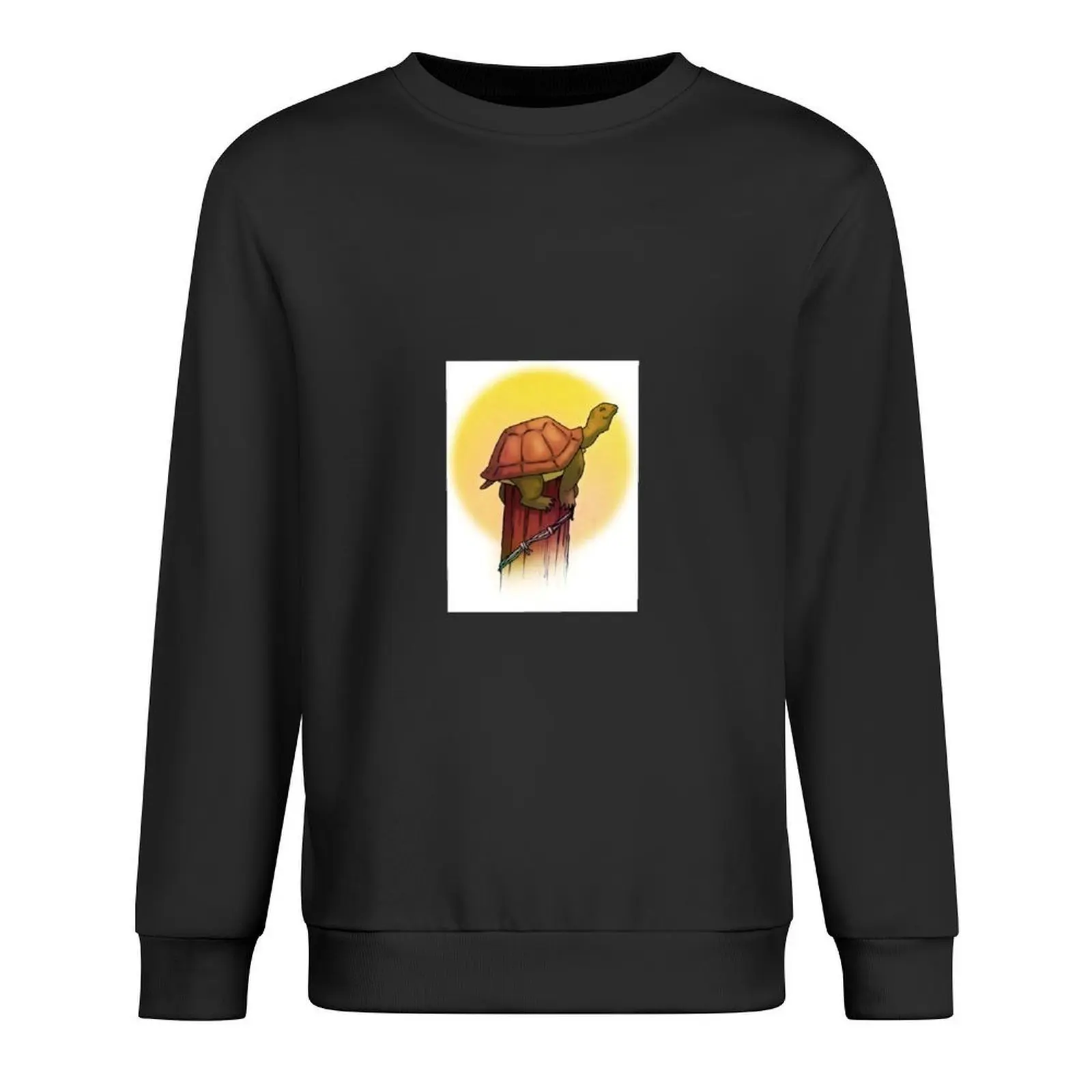 

Turtle on a Fence Post Pullover mens clothing anime clothes male clothes autumn jacket men hoody