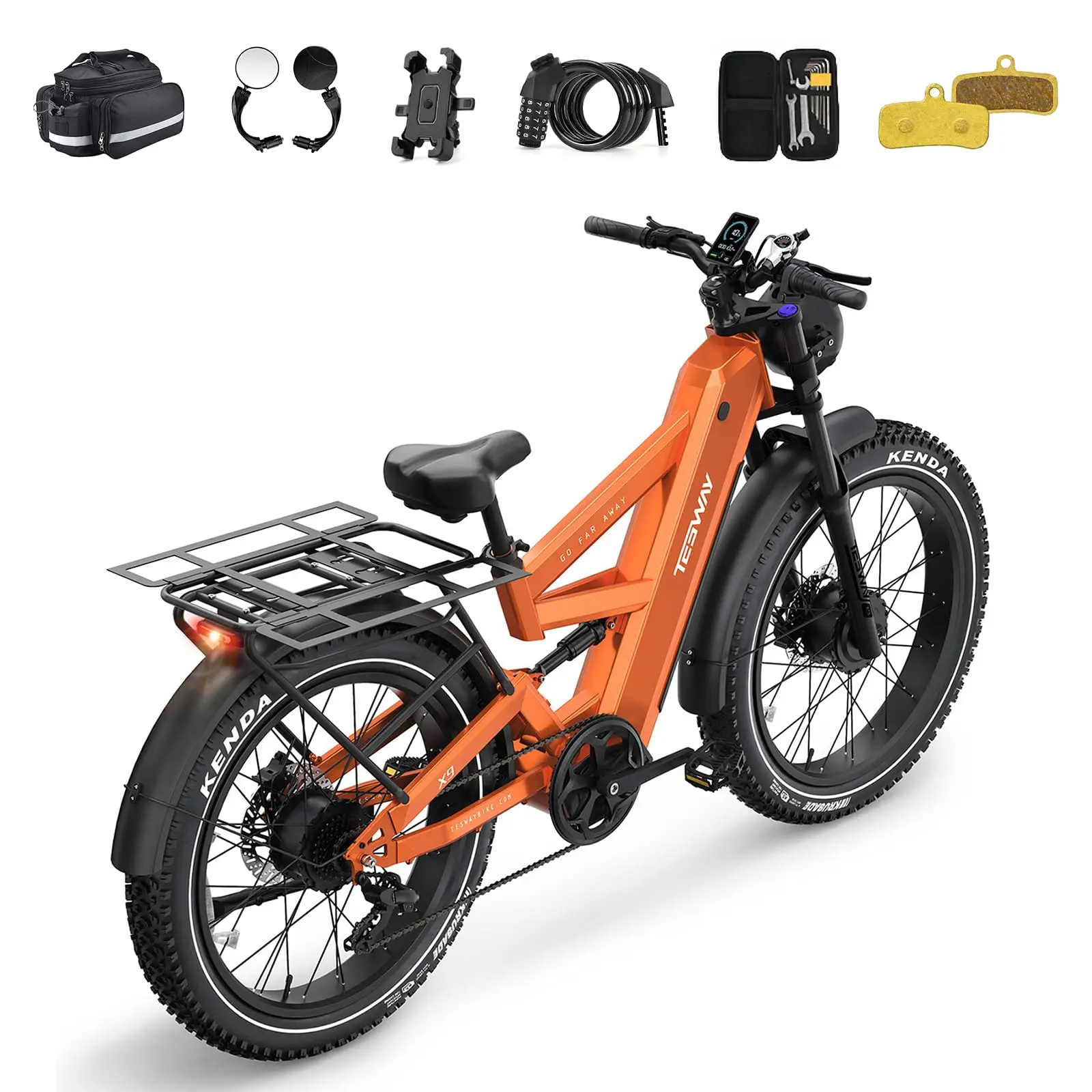 X9 Ultra Dual Motor Ebike, 26" Fat Tire Full Suspension AWD Electric Bike for Adults, 4000W 43MPH 240NM, 60V 30Ah(Camo)/2 image 5