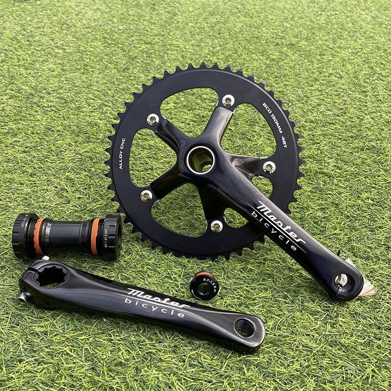 Fixie Bike Hollow Integration Crankset Racing Street Crankset Hollow  AL-6061-T6 48T 165mm BCD130mm With Original Bottom Bracket