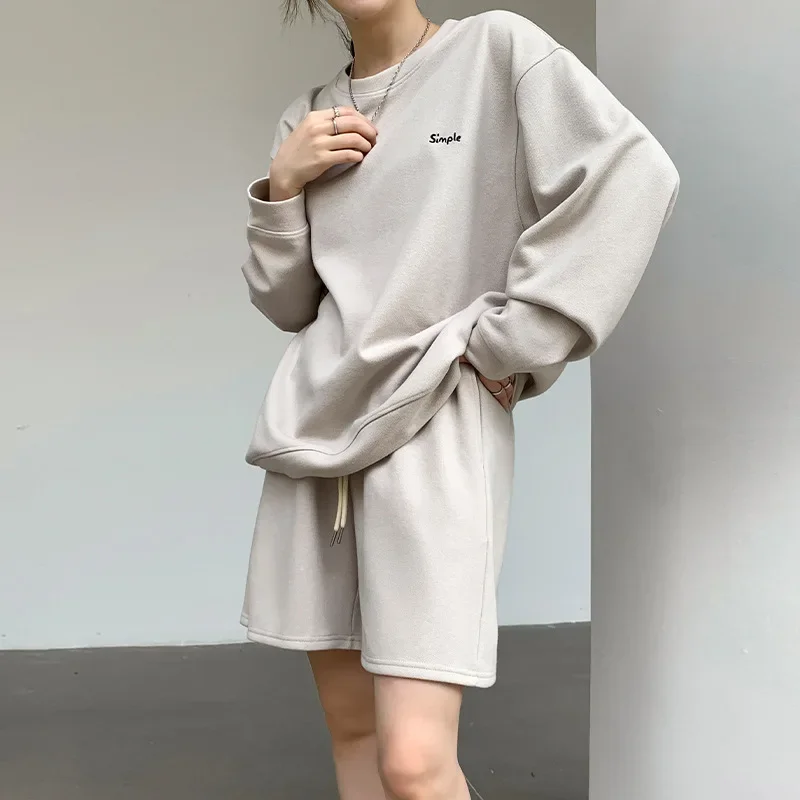 

Spring Casual Sports Outfit Women's Long Sleeve Hoodie + Shorts Two-piece Outfit Women Suit Clothing