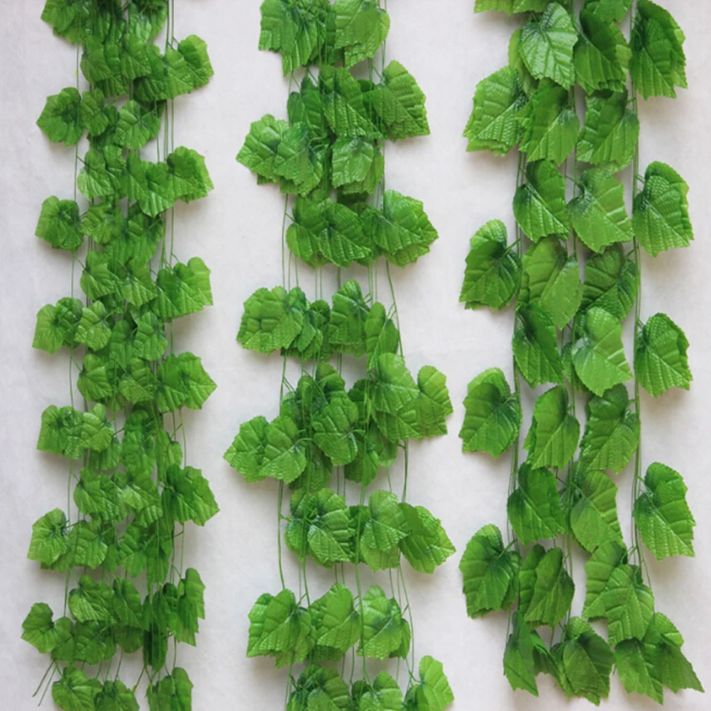 

12pcs Artificial Grape Leaves Vine Garland Fake Rattan Decor Hanging Plant for Wedding Party Home Altar Decoration