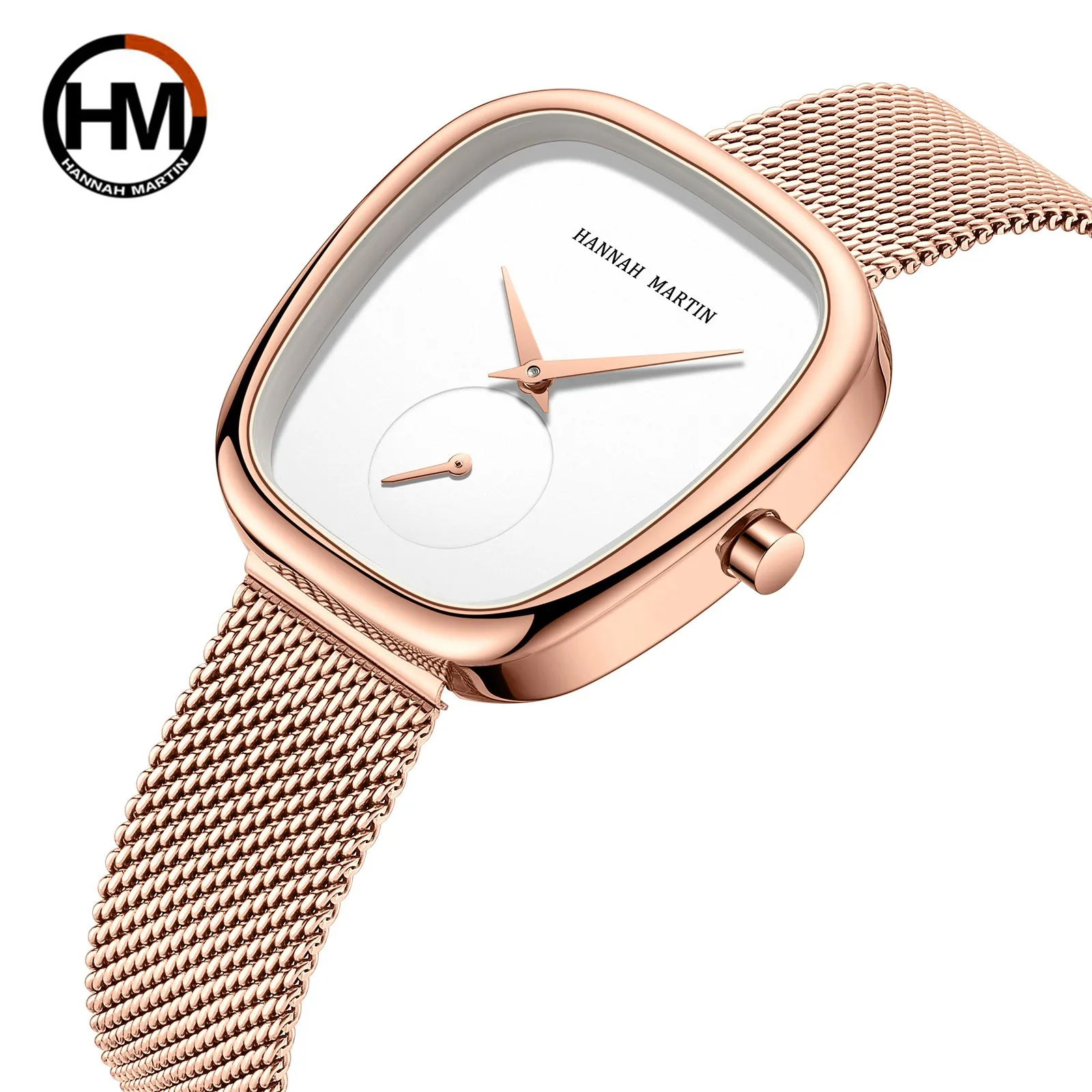 HANNAH MARTIN High Quality Hot Selling Original Oval Women Watch Gold Luxury Fashion Steel Quartz 3Bar Waterproof Women Watches