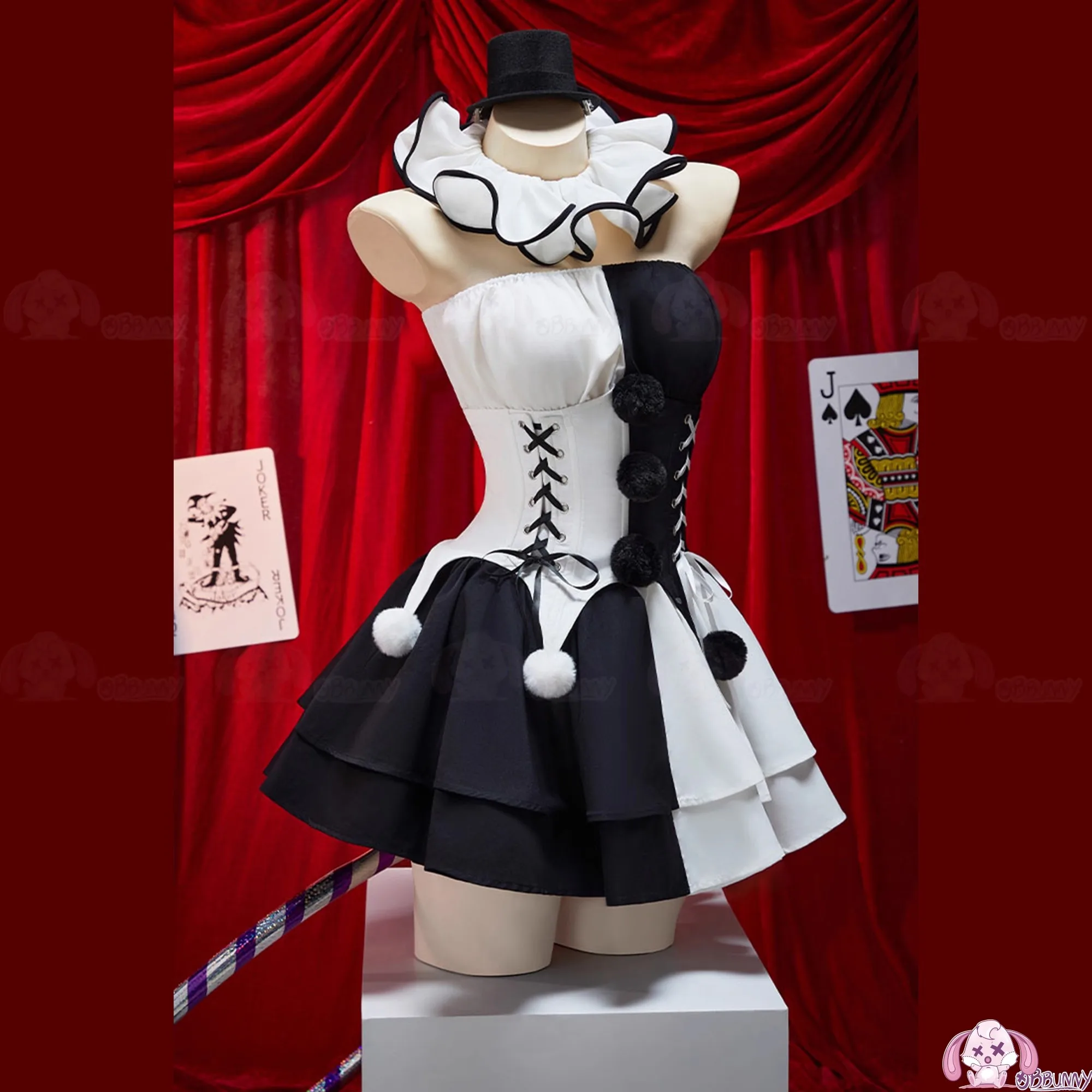 2026 القوطية مهرج النساء الزي أسود أبيض حفلة الهالوماس الكبار النساء الرجال الملحقات مثير مهرج تأثيري حلي حللا شعر مستعار #4