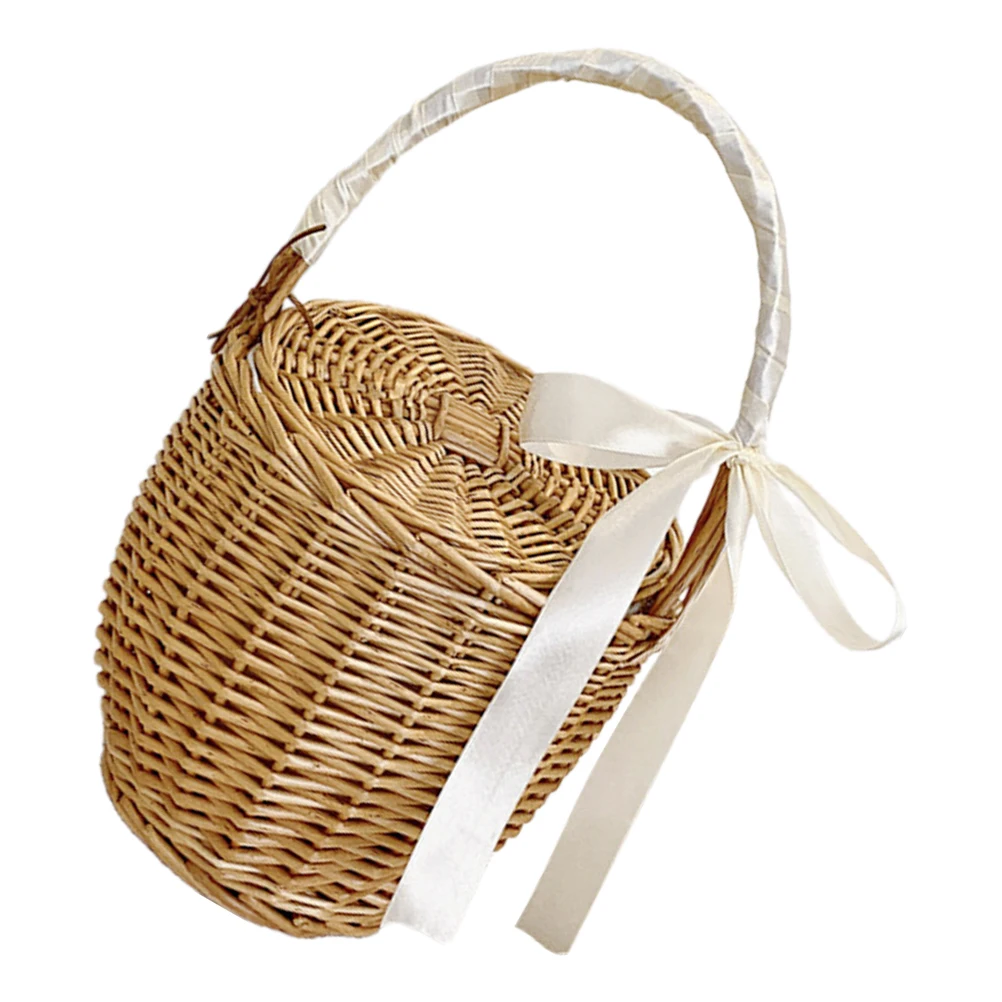 

French Style Woven Basket Handmade Durable Storage Baskets Handle for Picnic Outdoor Parties Vegetable Fruit Egg Kitchen