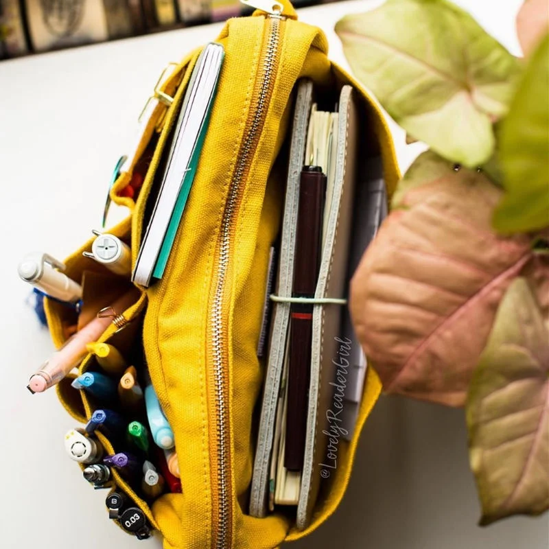 Große Kapazität Canvas Aufbewahrungstasche Einfaches Design für Gymnasiasten Mehrschichtiges Federmäppchen und Tasche für Jungen und Mädchen – Detail 1