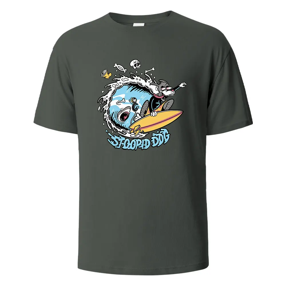 Stoopid Hund Grafik gedruckt Herren T-Shirts 100% Baumwolle atmungsaktive bequeme Tops für Männer Sommer O-Ausschnitt Overs ize Herren bekleidung