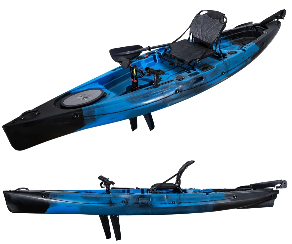 

12ft Single Seat HDPE Fishing Foot Pedal Drive Kayak One Person Fishing Kayak with Fin Pedal Drive System