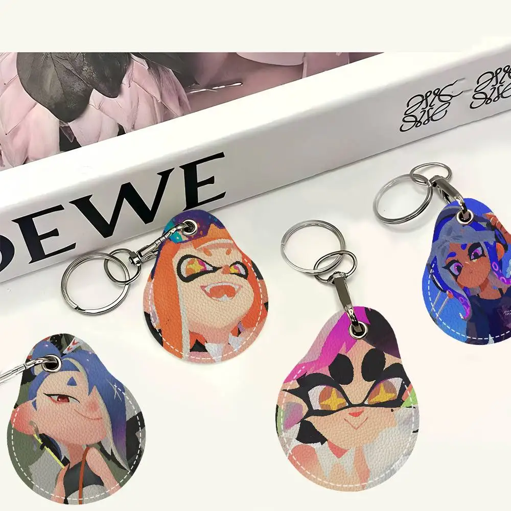 S-Splatoon-Three Water Drop Access Card Case Anti-lost Fingerprint-proof Card Holder Keychain Anti-fall Accessories