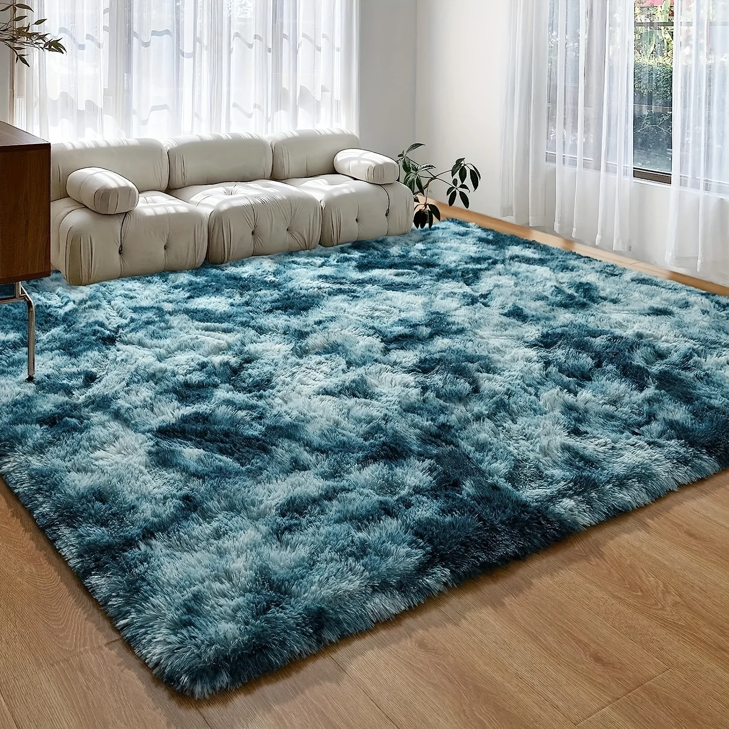 1pc Ultra Plush Fluffy Rug, Super Soft Tie-Dyed Fuzzy Area Rugs For Bedroom Living Room, Large Plush Furry Shag Rugs, Kids Playr