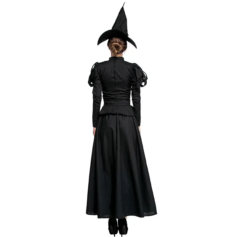 Costume de Sorcière Noire à Manches sulfpour Femme, Robe Style Corset, Cosplay, Halloween