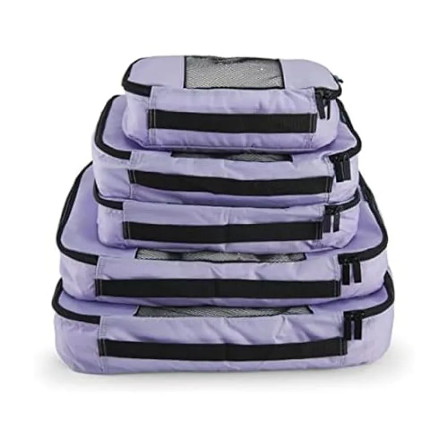 

Набор органайзеров для багажа (5 шт.): 2 маленьких, 2 средних, 1 большой, лавандовый цвет, для путешествий и организации вещей