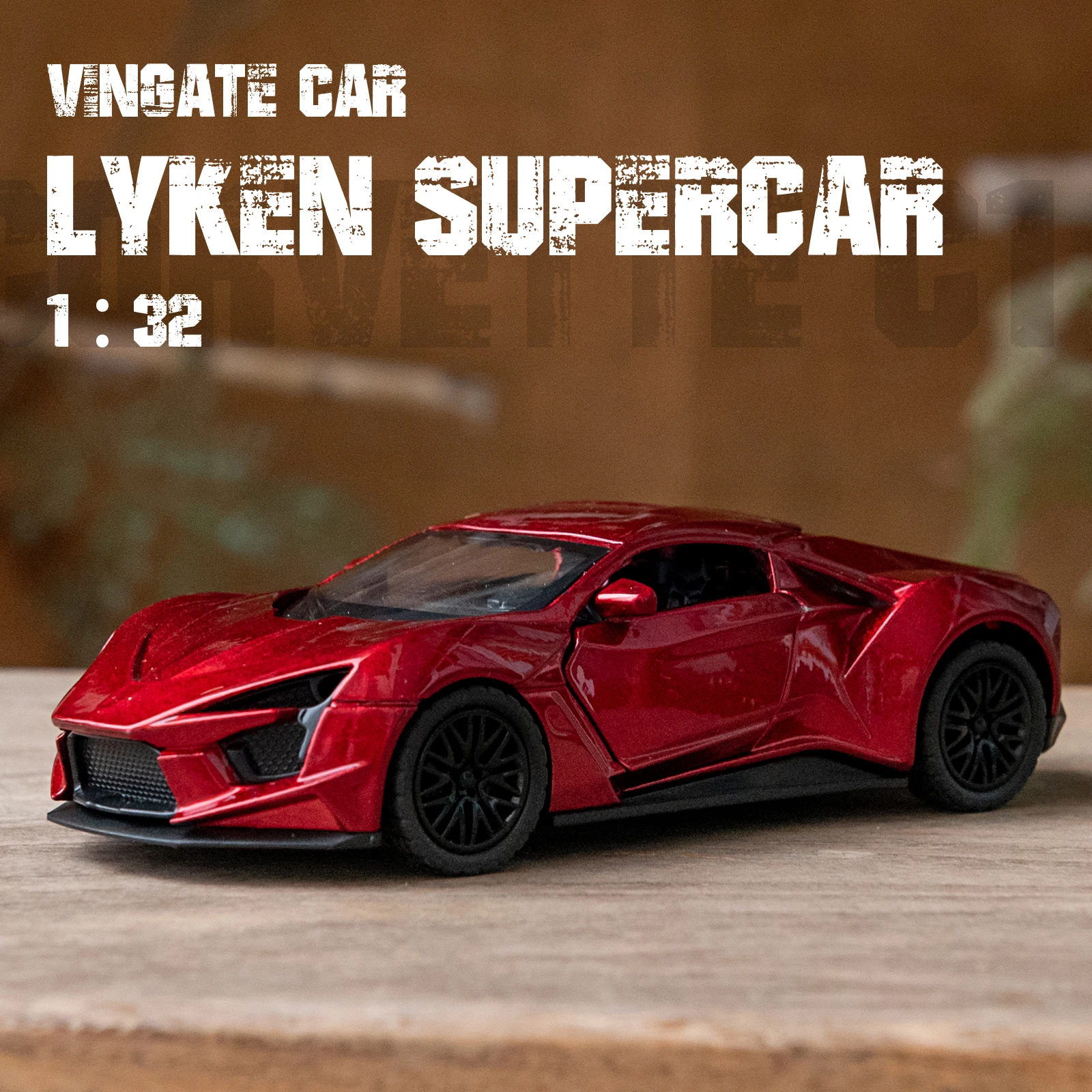 1:32 Alloy Diecast Lyken Supercar Racer Vintage Car Model Pull Back Car Miniature Vehicle Replica For Collection Gift for Kid