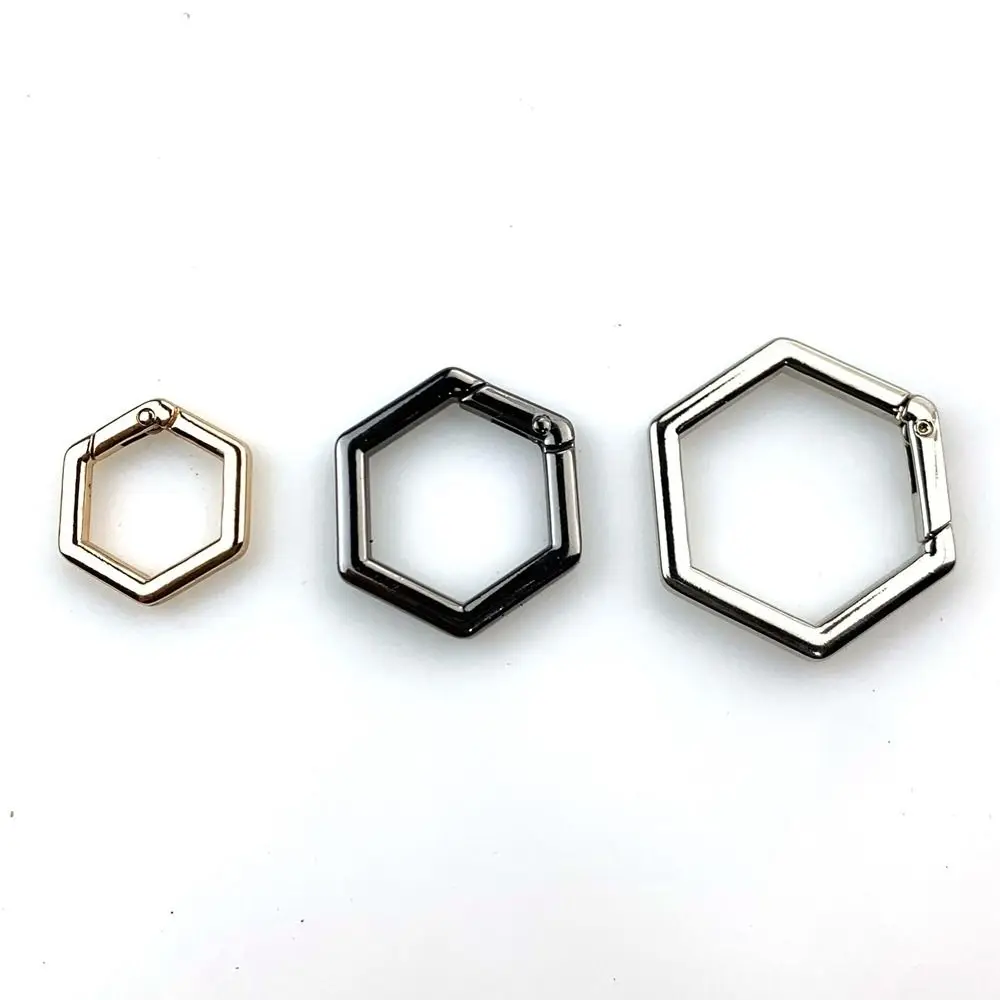 5pcs Black Gold Silver Spring Hexagon-Ring Buckles New Hexagon Shape 20/25/32mm Bag Belt Buckle Plated Gate Purses Handbags