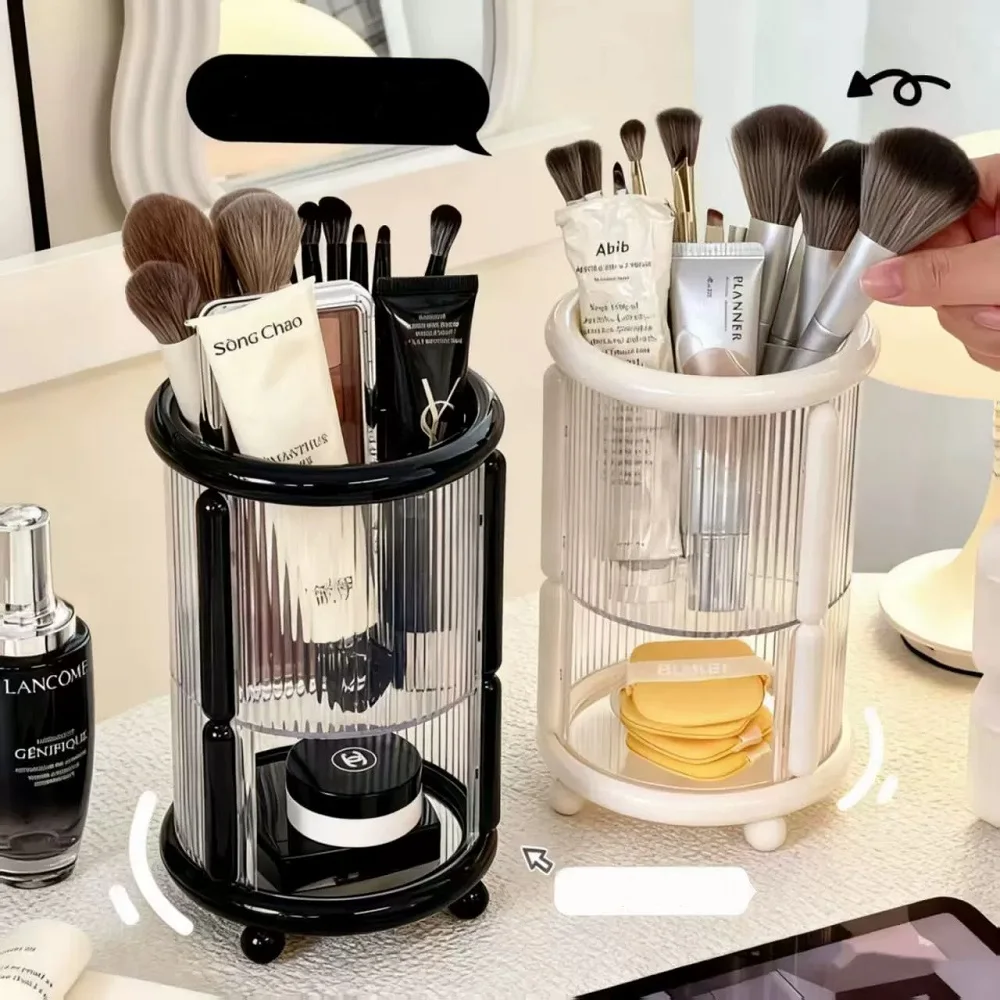 Transparentes Kunststoff-Aufbewahrungsregal, Luxuriöser Minimalistischer Make-up-Pinselhalter, Runde und Quadratische Stifthalter-Organisationsbox