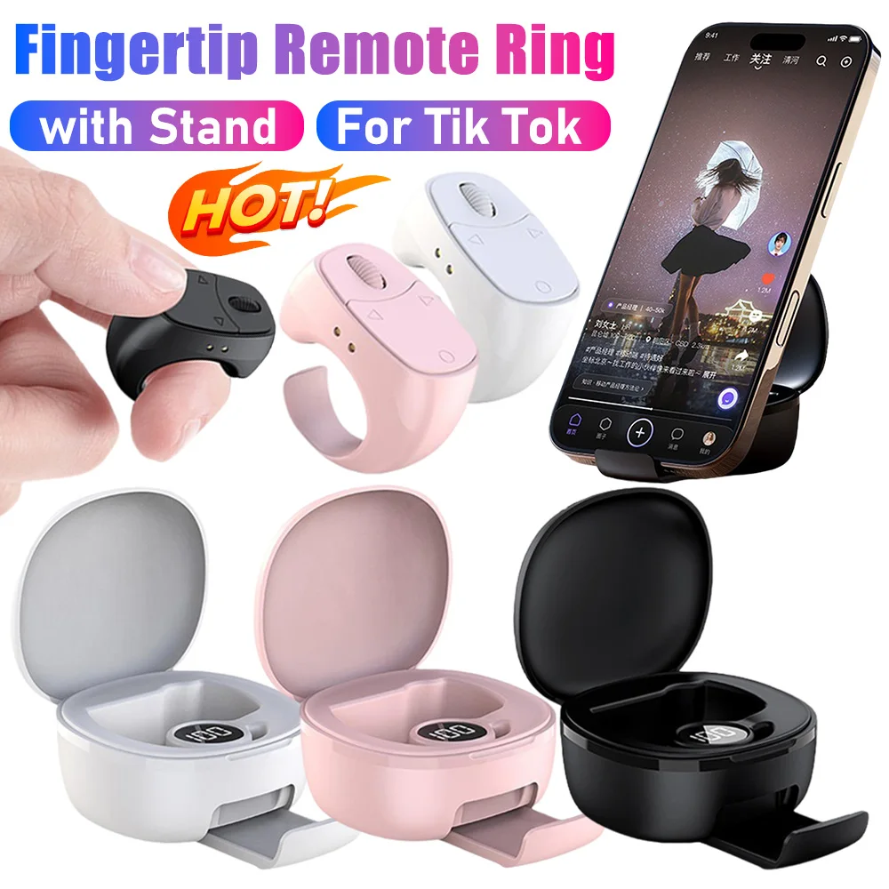 Fingertip Remote Control Bluetooth-Compatible 5.3 Selfie Button Multi-Function Remote Control Shutter/Clicker for Smartphones