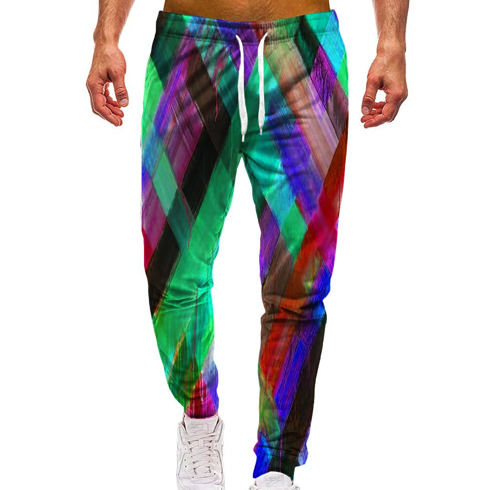 Men's Trousers Rainbow Colorful Pattern Hawaiian Pants Beach Pants Drawstring Elastic Waist 3D Print Graphic Prints Comfort
