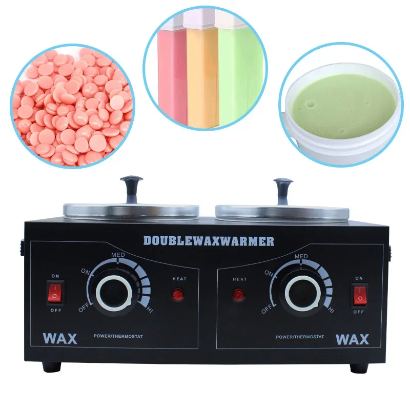 

Double Wax Warmer Wax Heater Hair Removal Dual Wax Pot with Adjustable Temperature Paraffin Body SPA Equipment