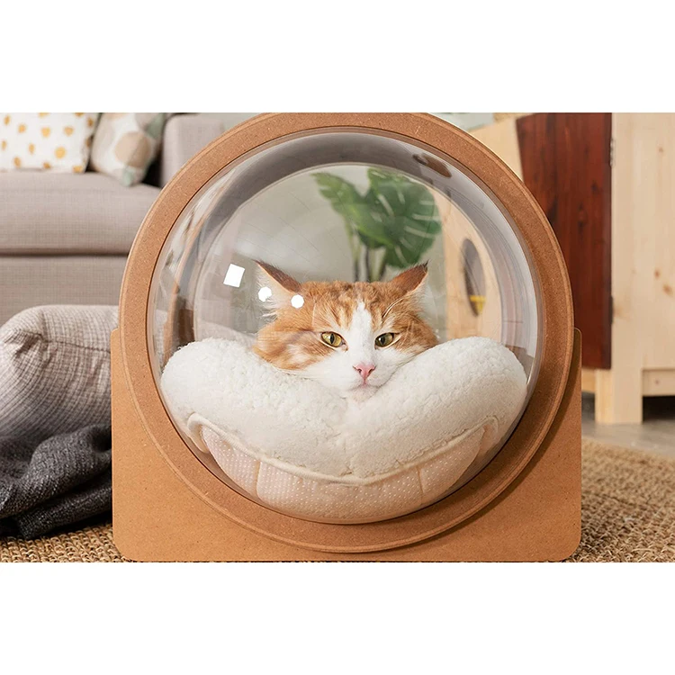 factory direct custom low moq luxury high quality cheap wood cat sleeping capsule beds pet house for indoor cats