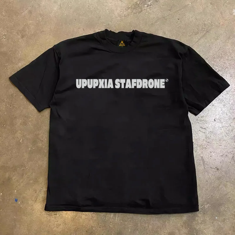 Loose Fit Cotton T-Shirt Unisex Short Sleeve Double Thread UPUPXIA Hero Print Sweat Absorbent round Neck Casual Summer Top