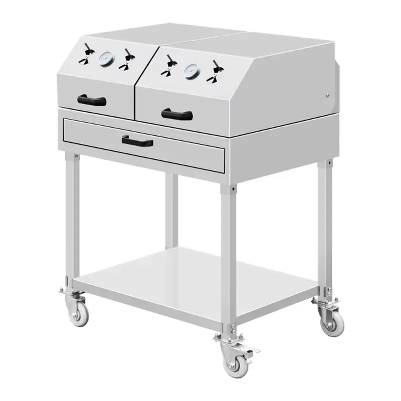 Portable Stainless Steel Charcoal Grill for Outdoor Camping Picnic Heavy Duty Flat BBQ with Lid Chicken Roasting Compact