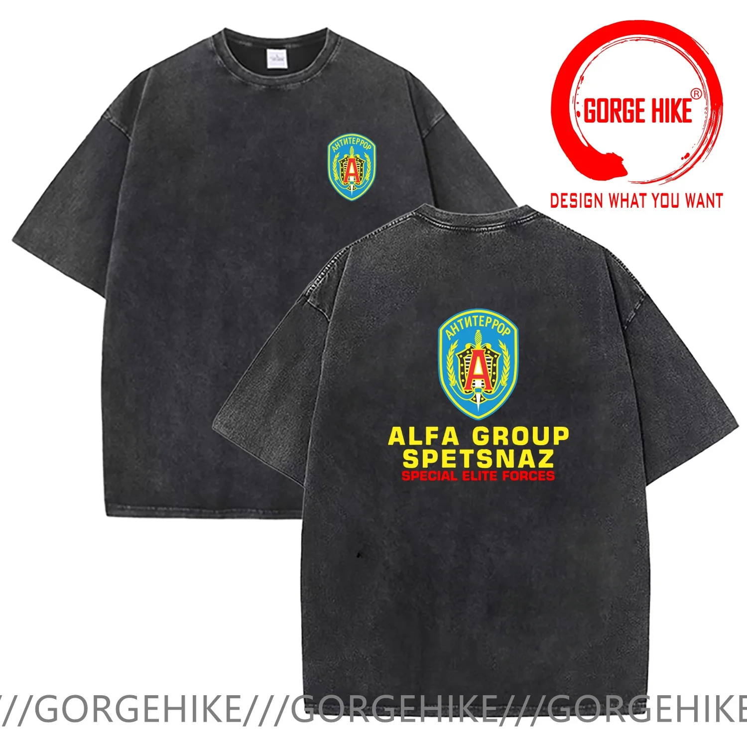 Vintage Washed Cotton T-Shirt Funny Designer Russian Anti-Terrorist Alpha Group Spetsnaz Badge - Spetsnaz Emblem T Shirt Men