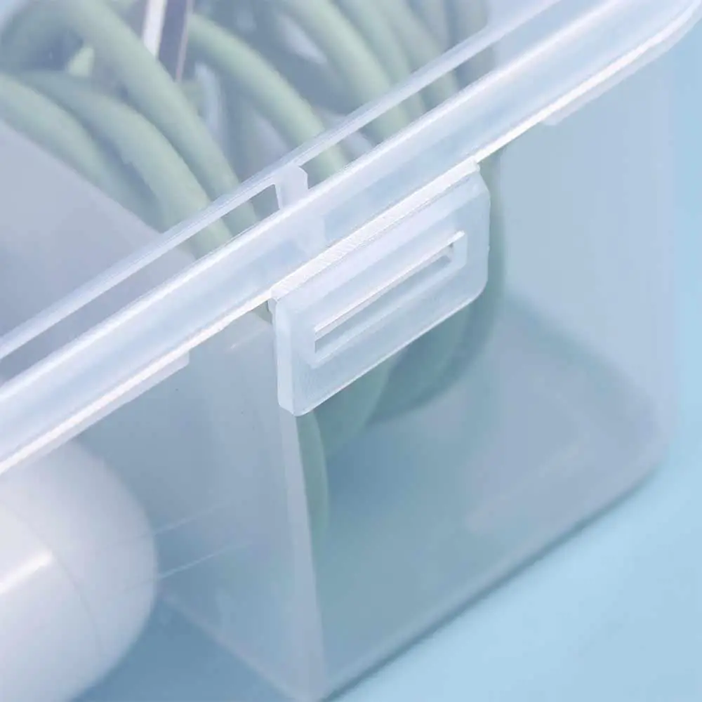 

5 Grids Transparent Data Cable Storage Box Dustproof Flip Cover Cable Container Waterproof Plastic Cable Holder Jewelry