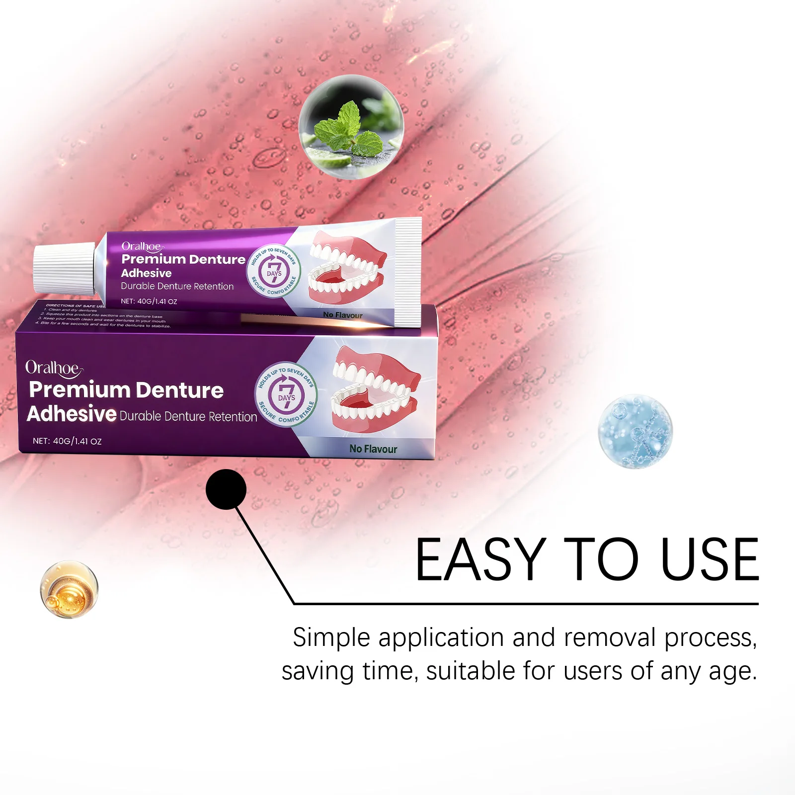 

Denture Adhesive, Natural Fit,Comfortable Secure Hold, Long-Lasting & Gentle, Beautiful Smile Enhancement, Perfect for Daily Use