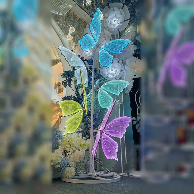 H047 high quality butterfly column three-dimensional transparent wings butterfly luminous wedding decoration wedding props