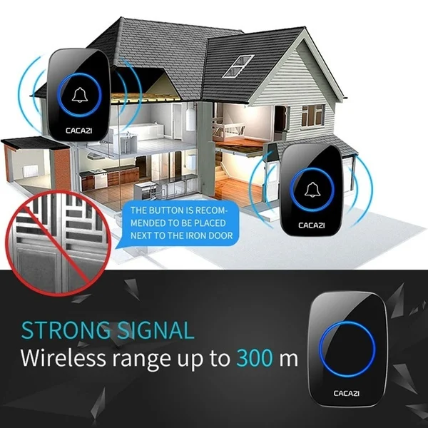 Smart Wireless Doorbell Welcome Door Bell 60 Song Waterproof 300M Remote Home Smart Doorbell EU US UK