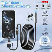 Endoscope Camera 7mm HD Mini Camera Endoscope Hard Cable Inspection Borescope Camera USB Type C for Android PC 6LEDs Adjustable