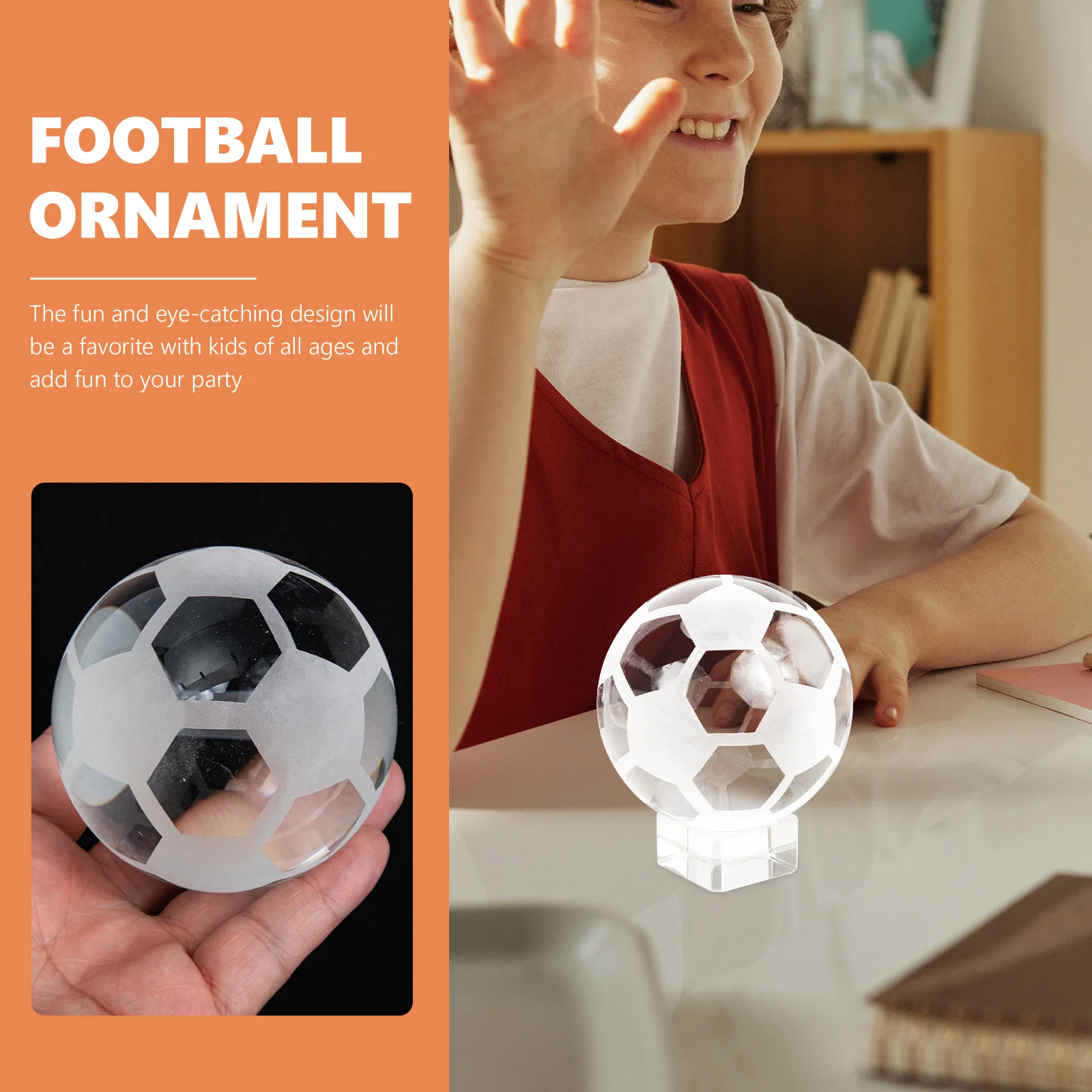 Crystal Soccer Ball For Decoration Transparent Football Ornament Birthday Party Kids Gift Home Office Decor Trophy