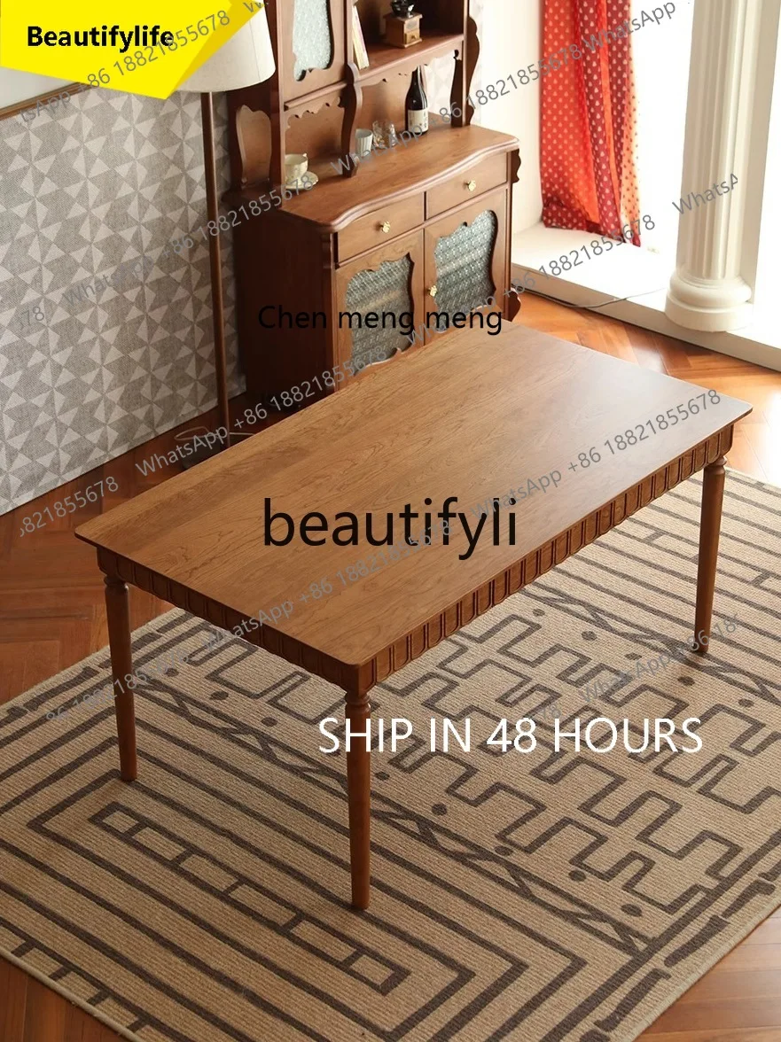 

A32 Американский ретро обеденный стол из цельного дерева, маленькая квартира, сельская гостиная, длинный стол, старый журнальный столик