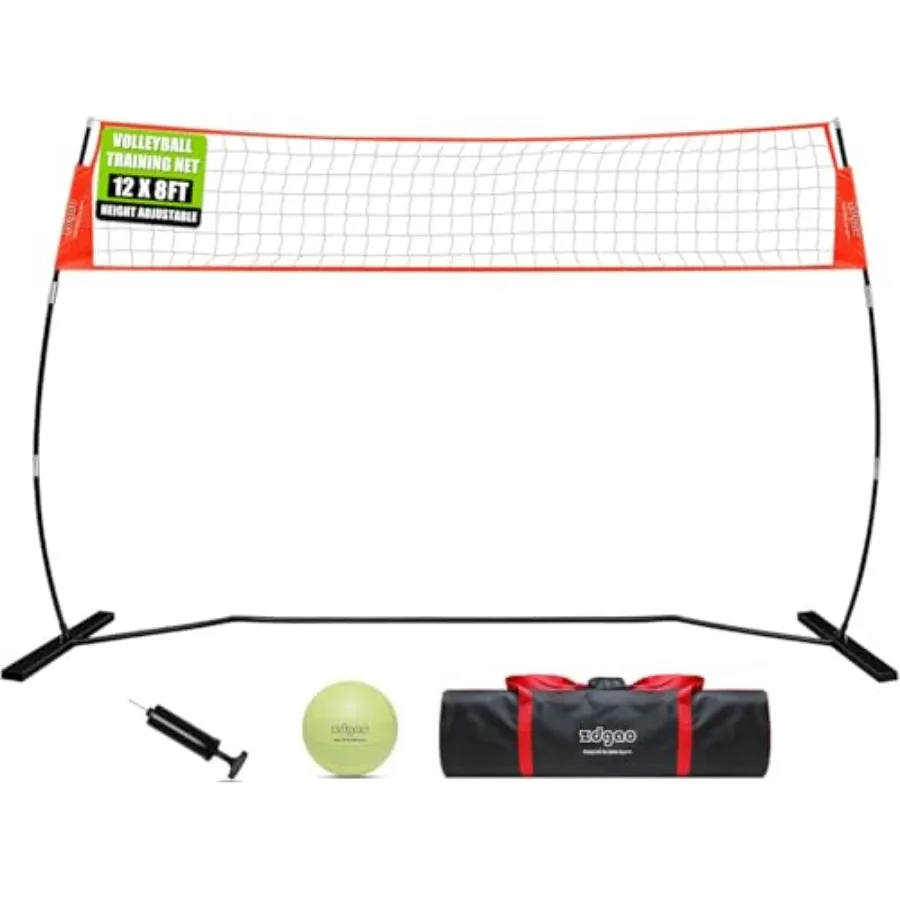 

12FT/18FT Portable Volleyball Training Net for Hitting or Serving Drills Outdoor Indoor Freestanding Practice Net With Height A