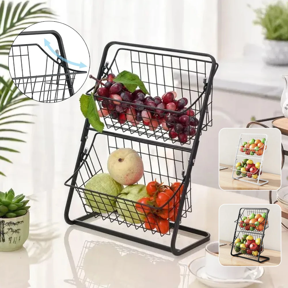 

Double Layer Kitchen Storage Basket Removable Drainage Rack Suitable for Spices Fruit and Vegetables Storage Cesto Organizador