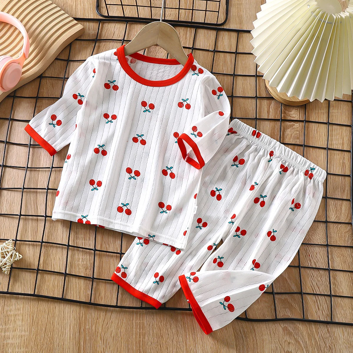 

2024 New Children's Home Clothes Set Pure Cotton Boys Clothes Girls Pajamas Thin Section Clothing Baby Kids Chothing